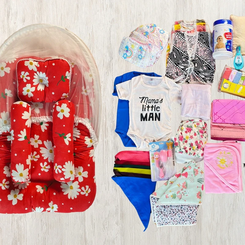 ফ্রি ডেলিভারিসহ 17 Item 48 Pcs Newborn Summer Combo Red