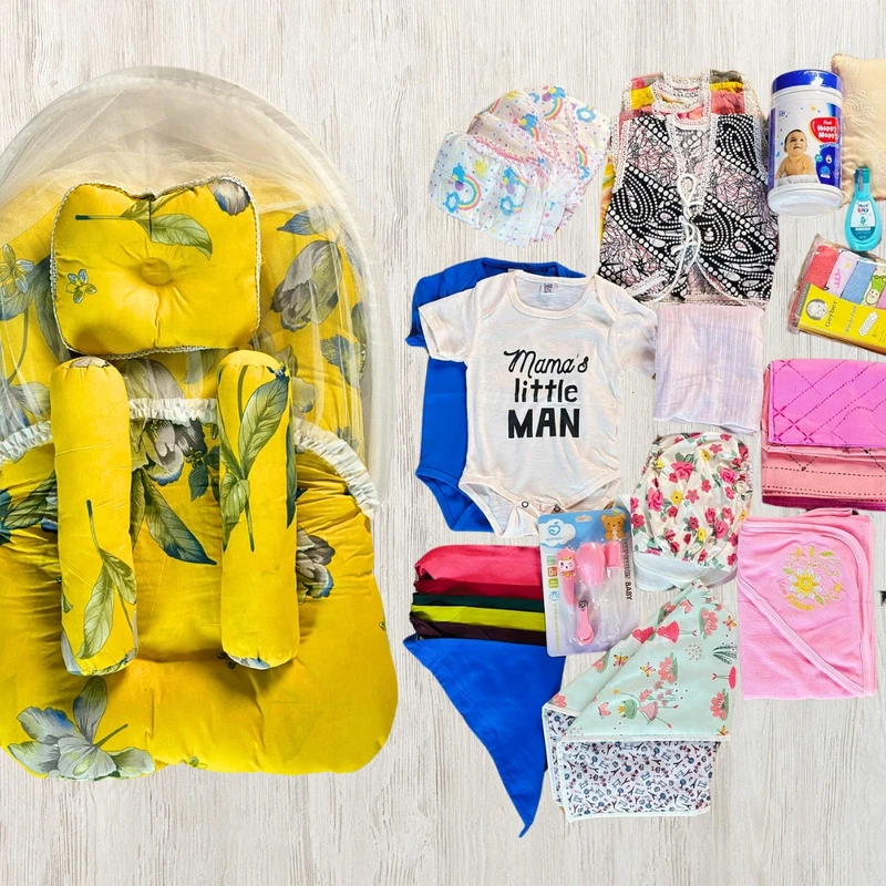 ফ্রি ডেলিভারিসহ 17 Item 48 Pcs Newborn Summer Combo Yellow