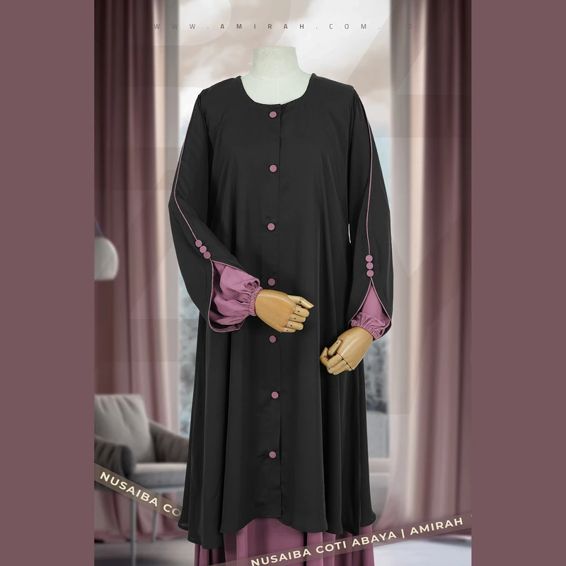 Nusaiba Coti Abaya- Dusty Wine