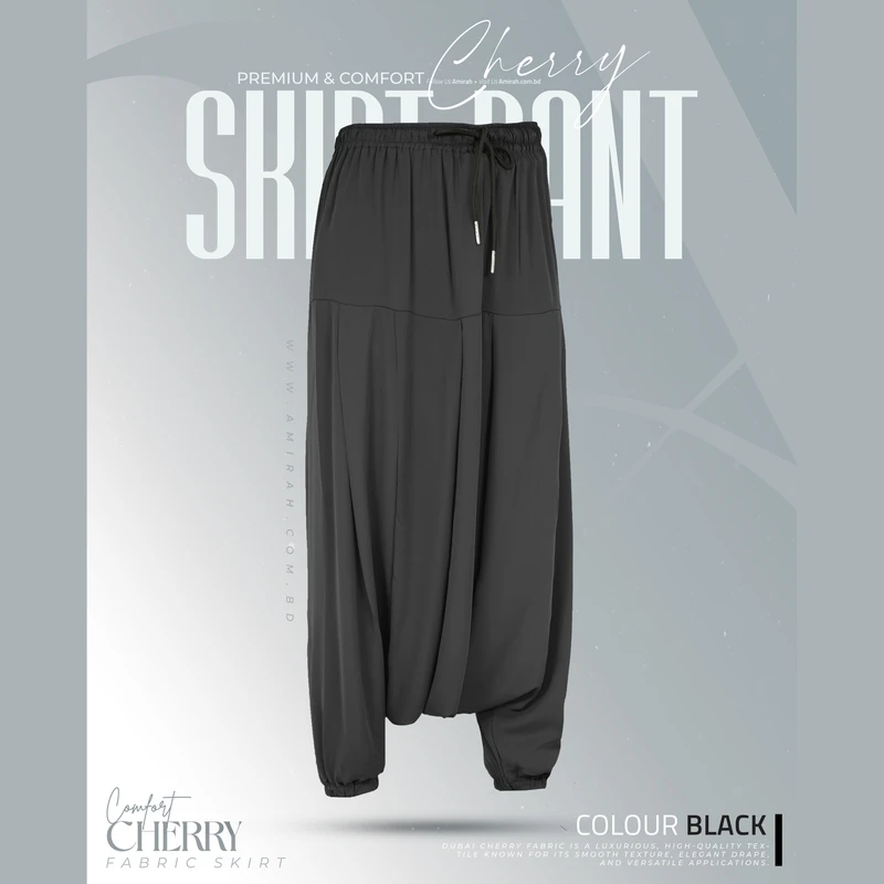 Cherry Skirt Pant-Black