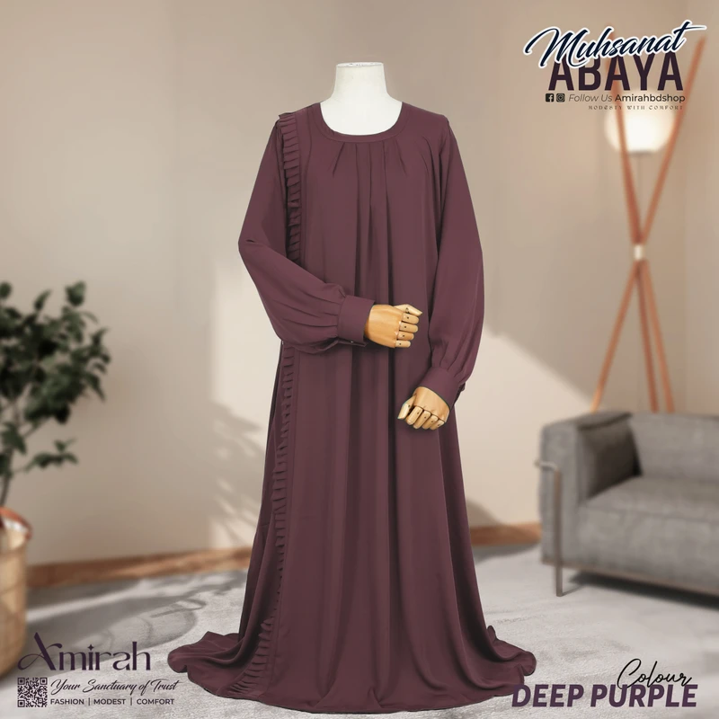 Muhsanat Abaya-Dusty Wine