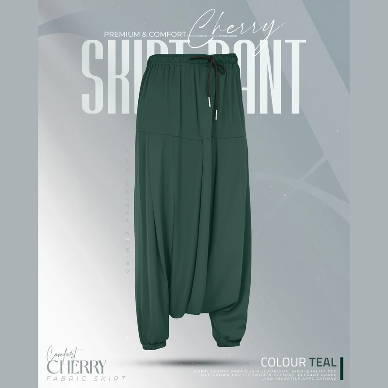 Cherry Skirt Pant-Teal