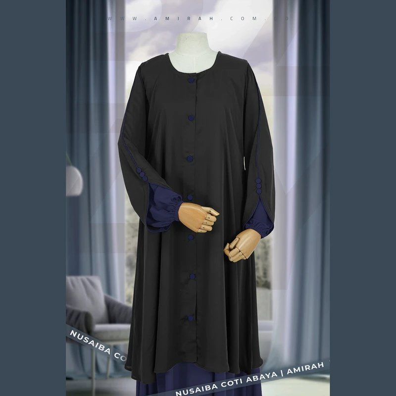 Nusaiba Coti Abaya- Navy Blue