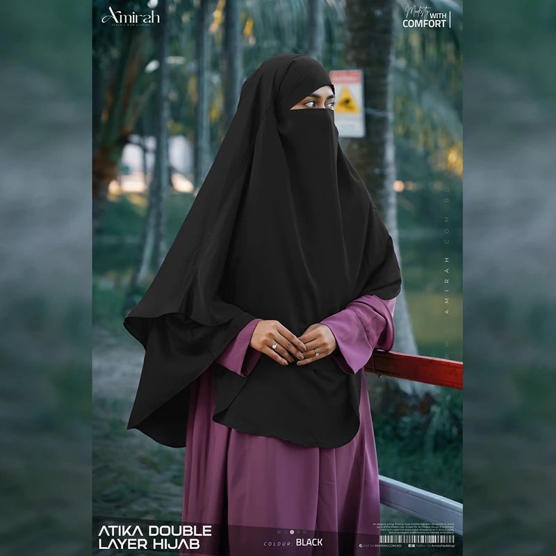 Atika Double Layer Hijab-Black