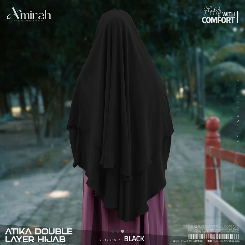 Atika Double Layer Hijab-Black