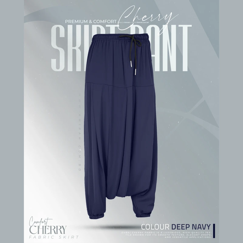 Cherry Skirt Pant-Navy Blue