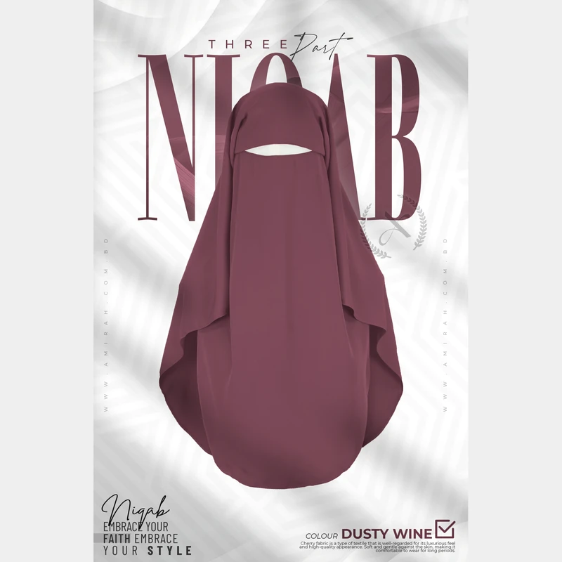 Three Part Niqab- Dusty Wine