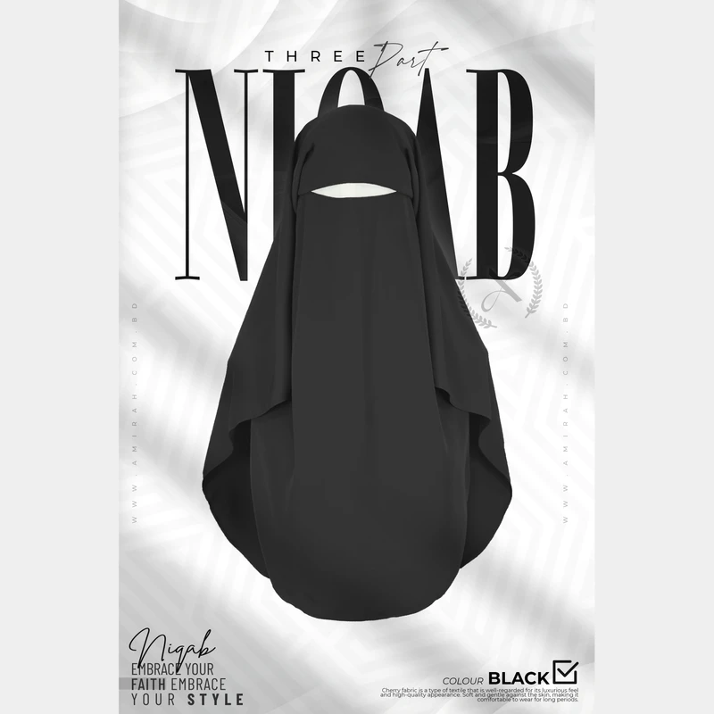 Three Part Niqab- Black
