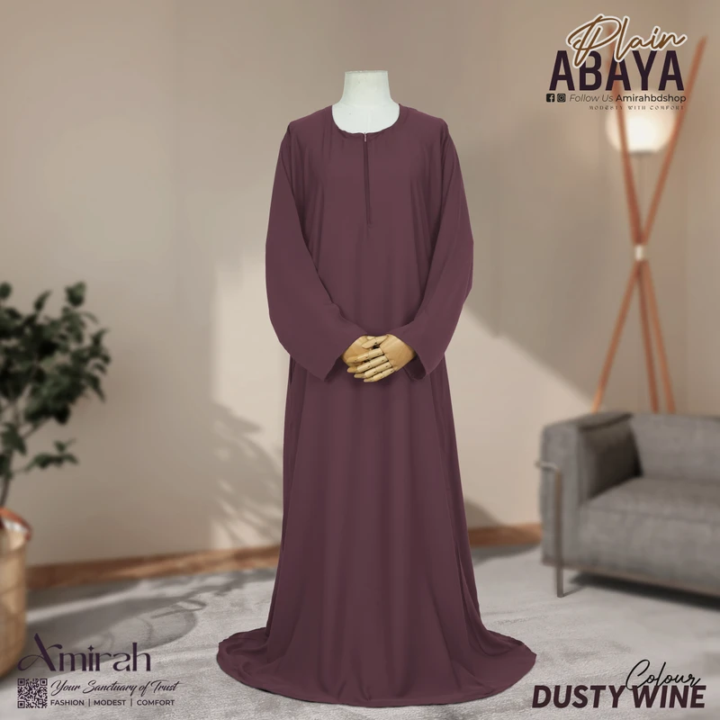Plain Abaya- Dusty Wine