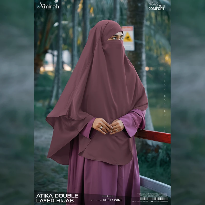 Atika Double Layer Hijab-Dusty Wine