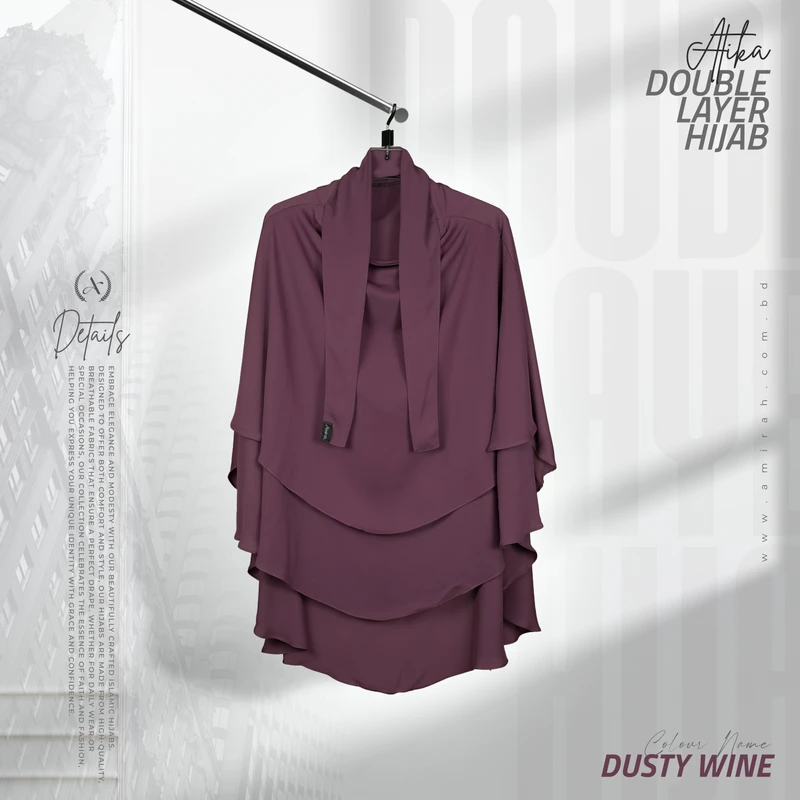 Atika Double Layer Hijab-Dusty Wine - Image 3