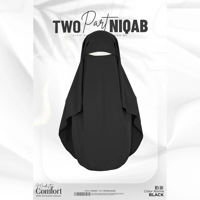 Two part Niqab- Black