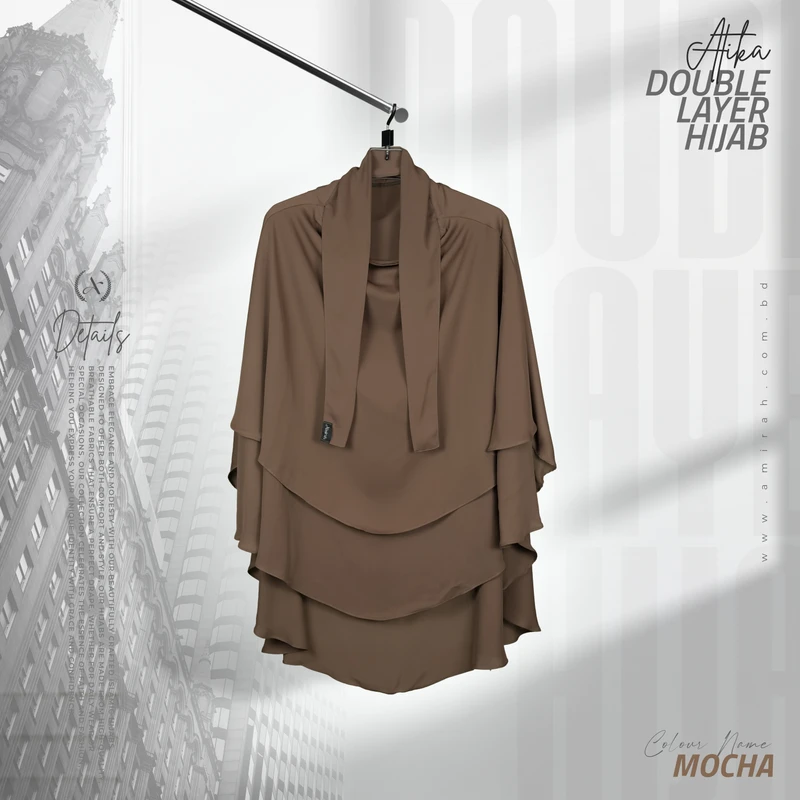 Atika Double Layer Hijab-Mocha - Image 3