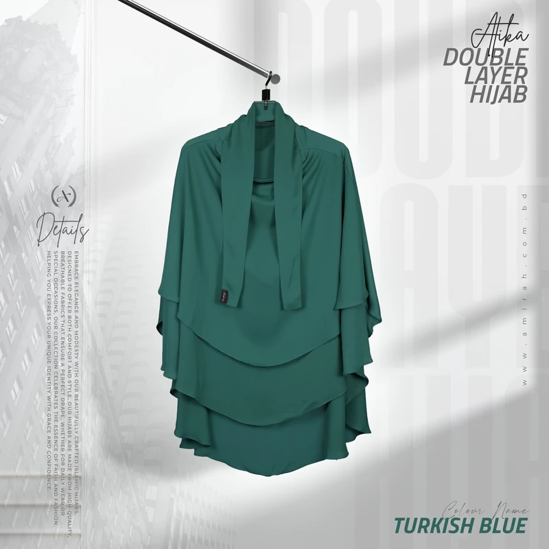 Atika Double layar Hijab - Turkish Blue