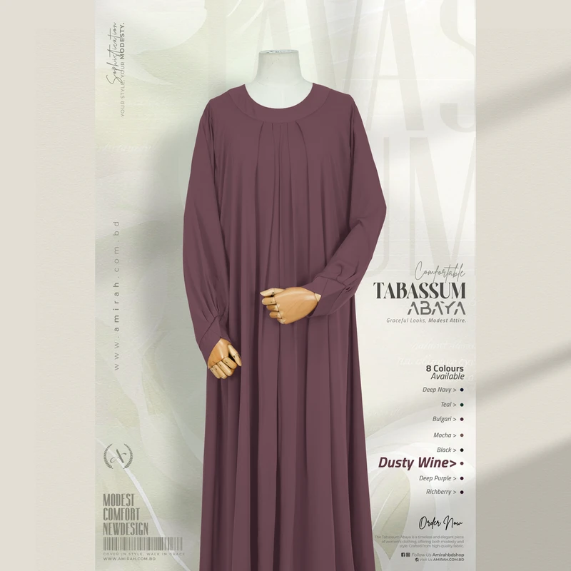 Tabassum Abaya- Dusty Wine