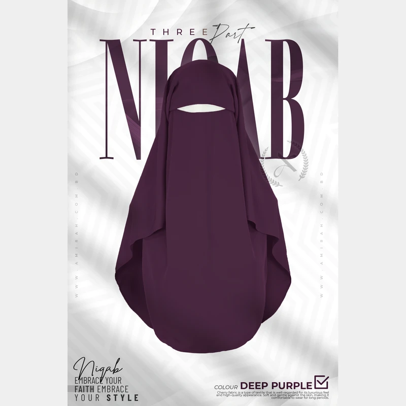 Three Part Niqab- Deep Purple