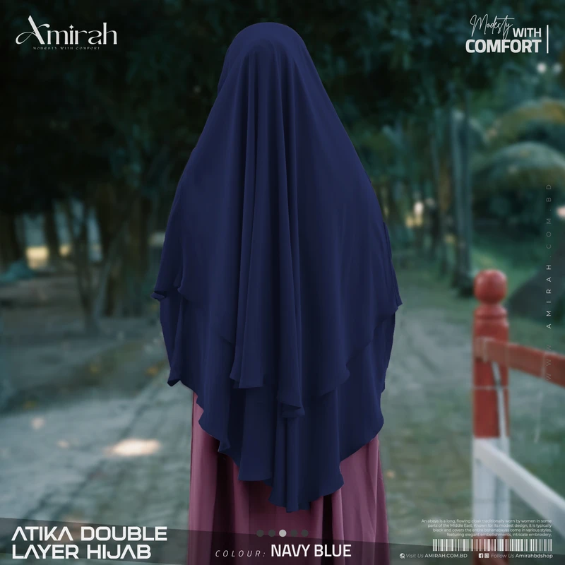 Atika Double Layer Hijab-Navy Blue