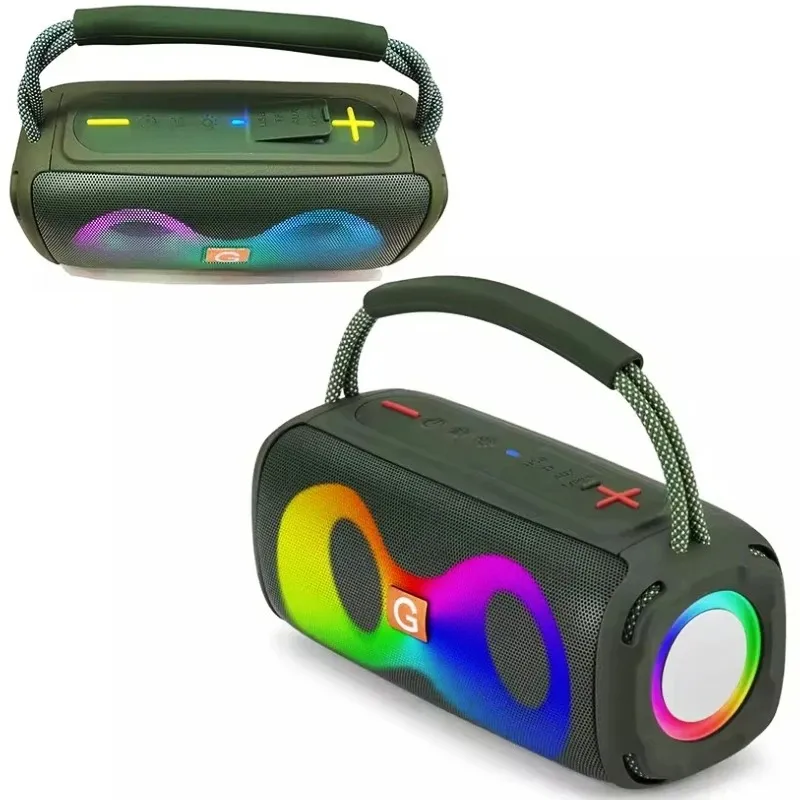 ET-312 Double wireless BT portable stereo bass with FM Radio LED Colorful Light DJ Party Bluetooth Speaker