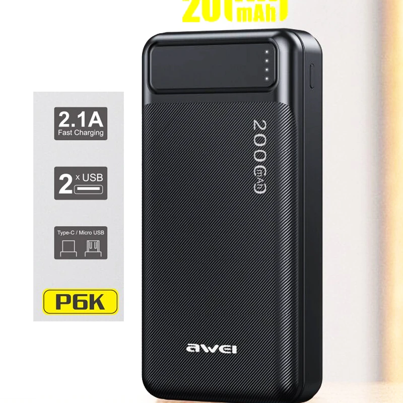Awei P6K Power Bank 20000mAh Fast Charging