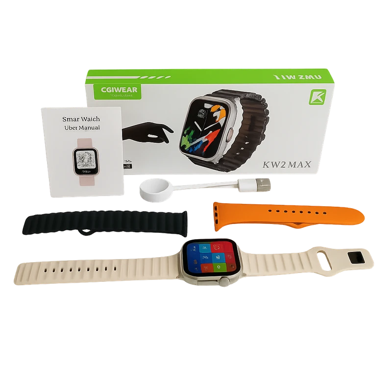 KW2 Max Smartwatch Curved Display 3 straps