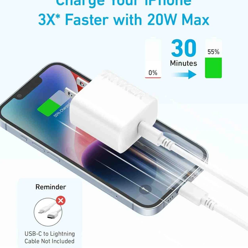 Anker 20W USB C Fast Wall Charger with Type C to C Cable - Image 4