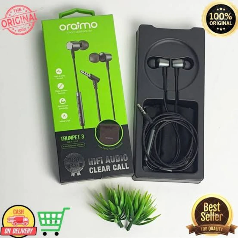 OEP-E40 in-ear Earphone from Star Tech In Bangladesh, you can get original Oraimo TRUMPET 3 OEP-E40 in-ear Earphone From Star Tech. We have a large collection of latest earphones to purchase for your smartphones. Order Online Or Visit your Nearest Star Tech Shop to get yours at lowest price. The Oraimo TRUMPET 3 OEP-E40 comes with 6 Months Warranty.