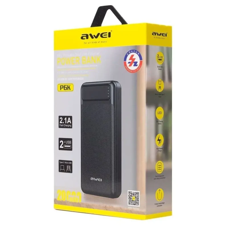 Awei P6K 20000mAh Double USB Power Bank