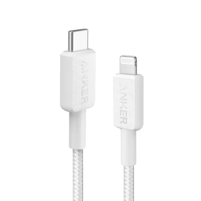 Anker 310 USB-C to Lightning Cable (3ft, Braided, White) – Fast, Durable & MFi Certified