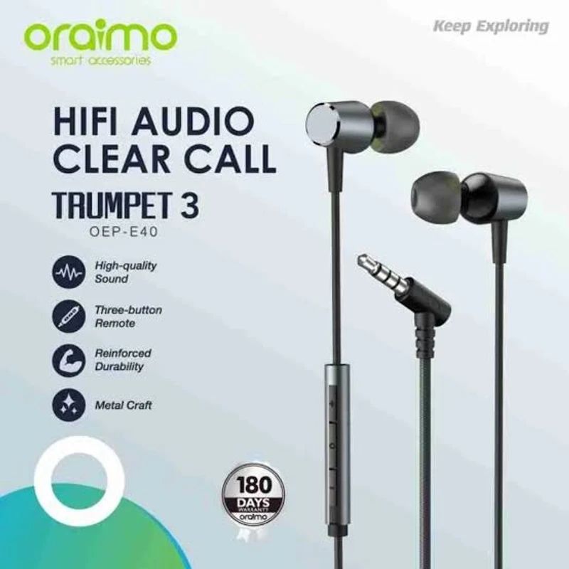 Features Model: TRUMPET 3 OEP-E40 Frequency Response: 20-20000Hz Three-button Remote Cable Length: 1.2m Plug Type: 3.5mm