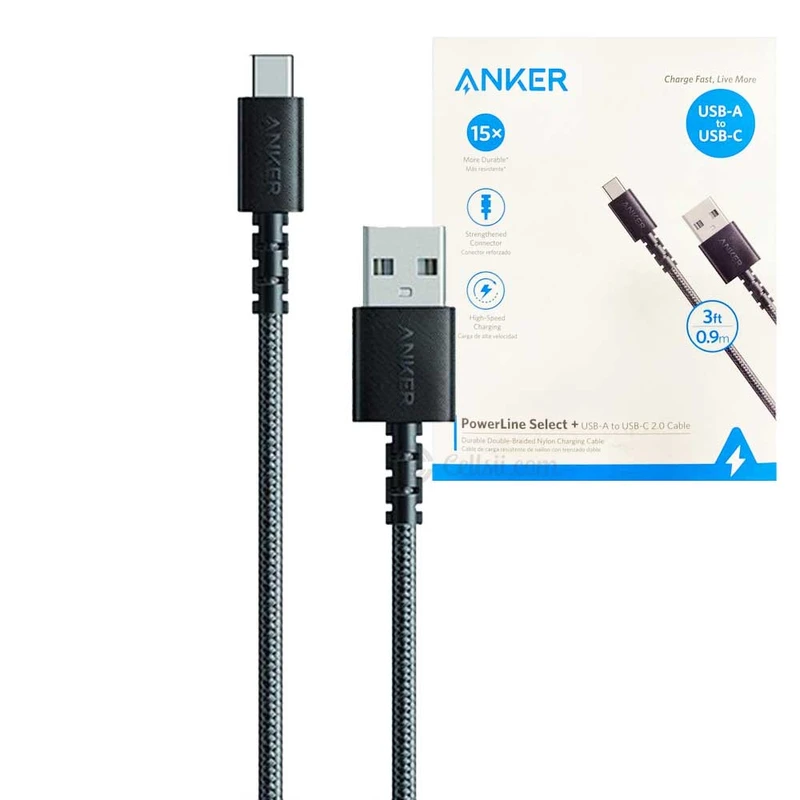 Anker PowerLine Select+ USB-C to USB-C Cable (0.9m) – 60W PD Fast Charging