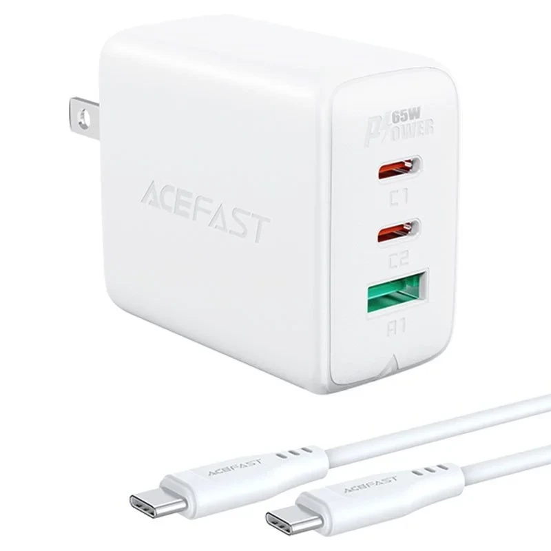 Acefast A15 PD65W (USB-C + USB-C + USB-A) 3-port wall charger set