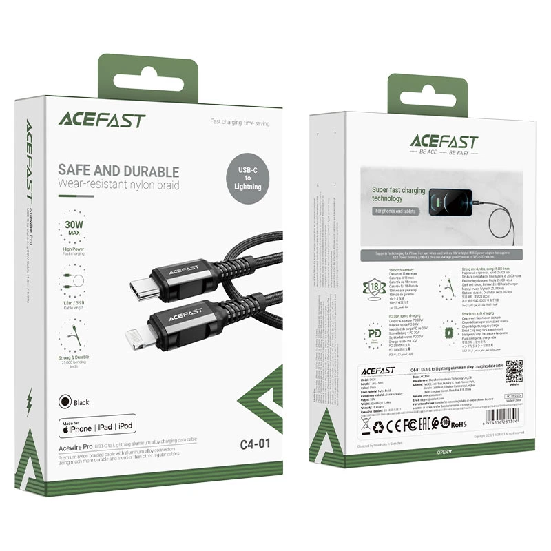 Acefast C4-01 USB-C to Lightning Charging Data Cable 30W 1.8m - Image 3