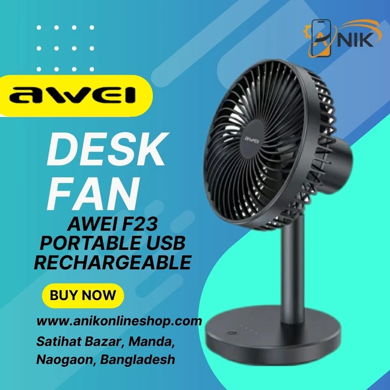 Awei F23 Mini Portable USB Rechargeable Desk Fan 4000mh