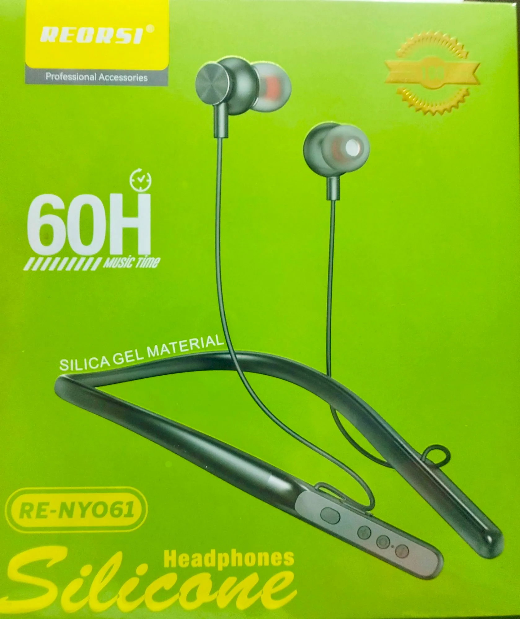 RECRSI RE-NY061 Silica Gel Material 60H Bluetooth Neckband - Multicolor