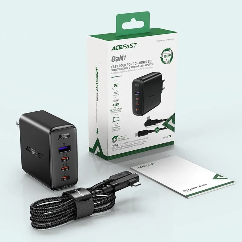 Acefast A39 PD100W GaN (3xUSB-C + USB-A) US (With Cable) - Image 5