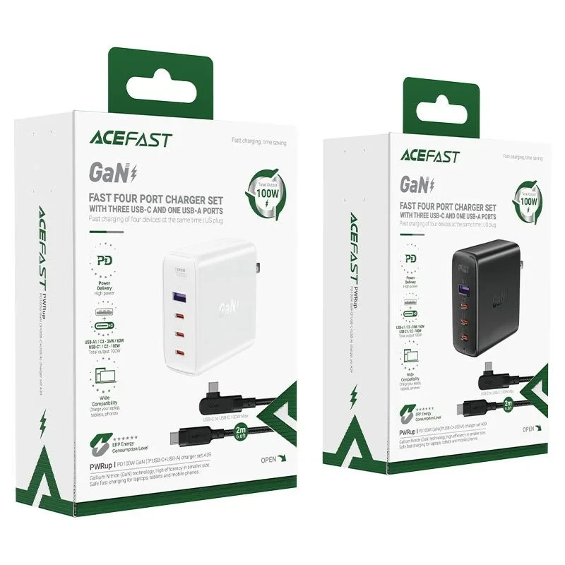 Acefast A39 PD100W GaN (3xUSB-C + USB-A) US (With Cable) - Image 6
