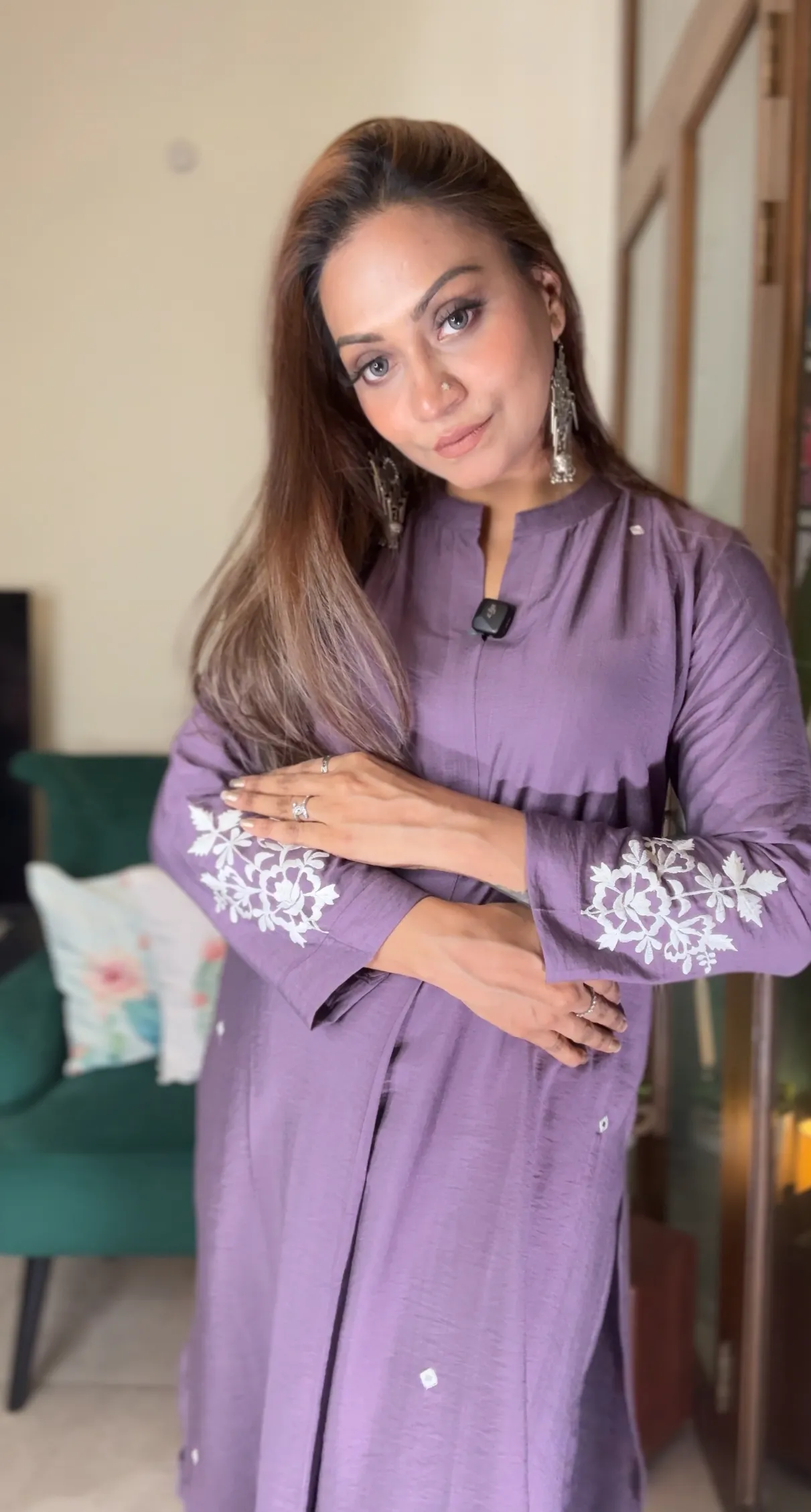 Purple Embroidery kurti