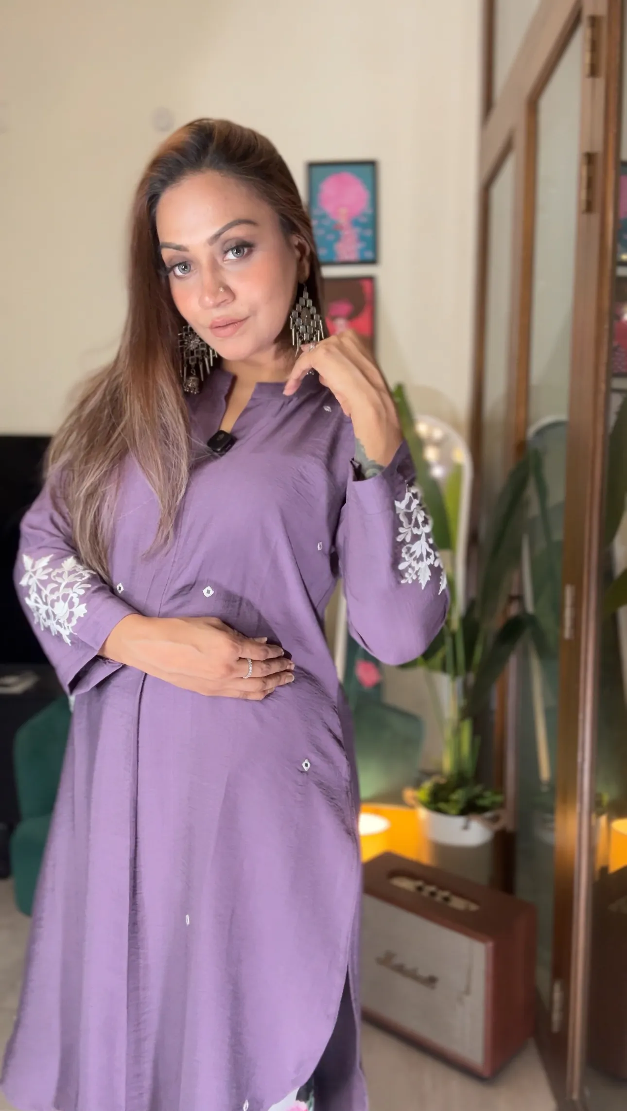Purple Embroidery kurti