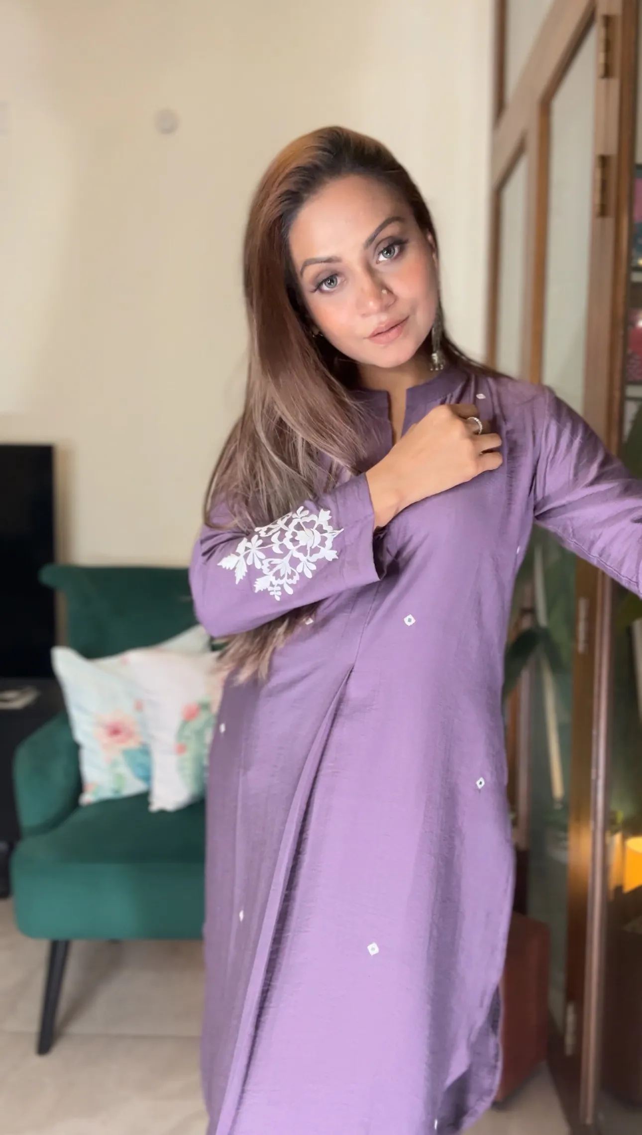 Purple Embroidery kurti - Image 3