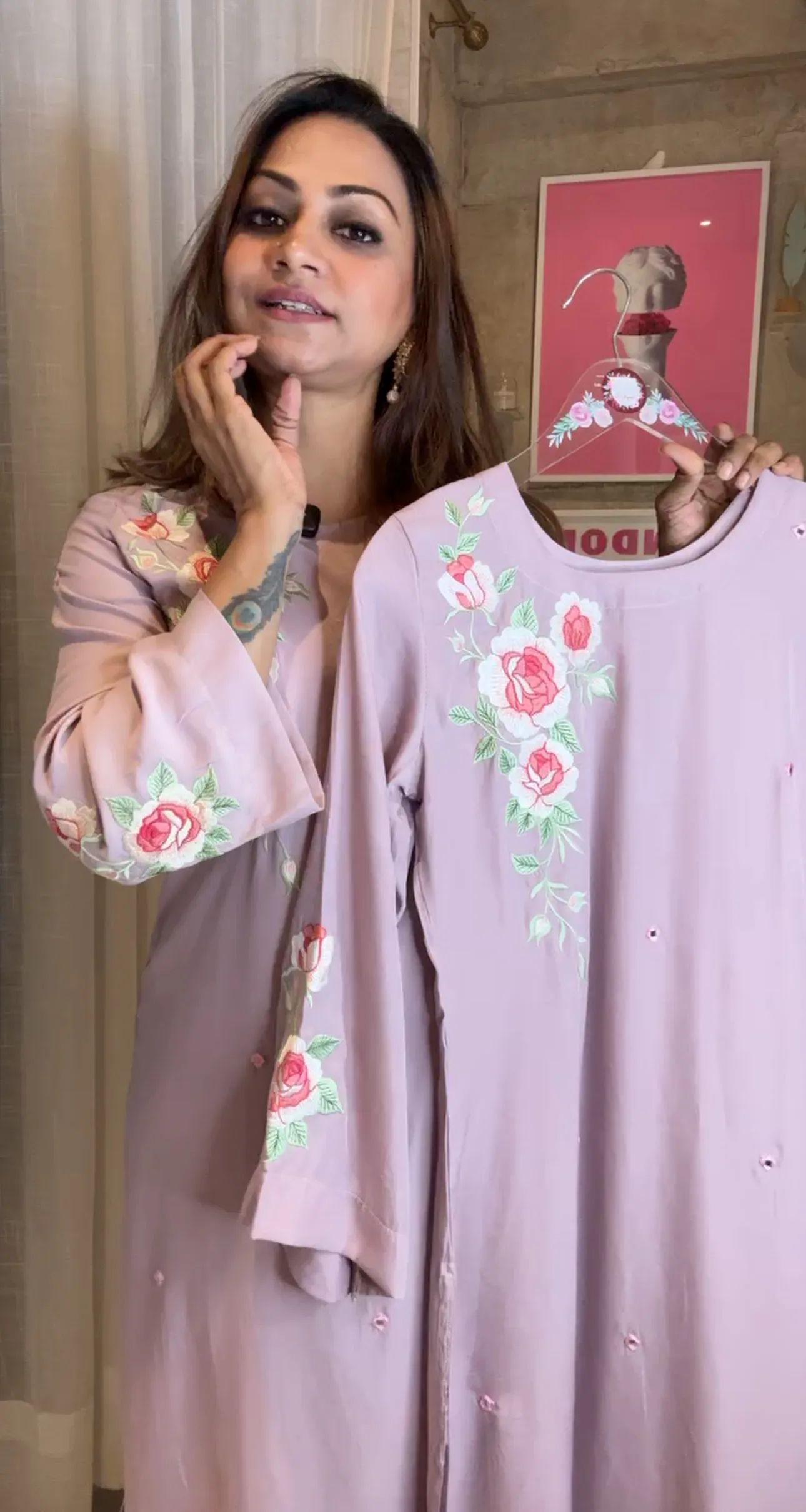 Mauve rose neck kurti