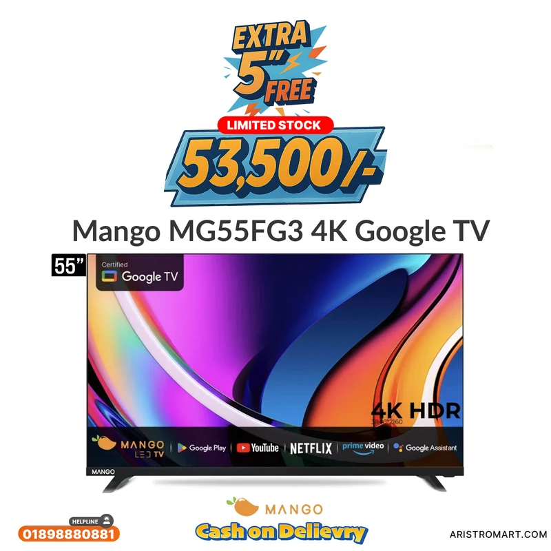 Mango (MG55FG3) 55 Inch 4K HDR Google Certified Smart Google TV