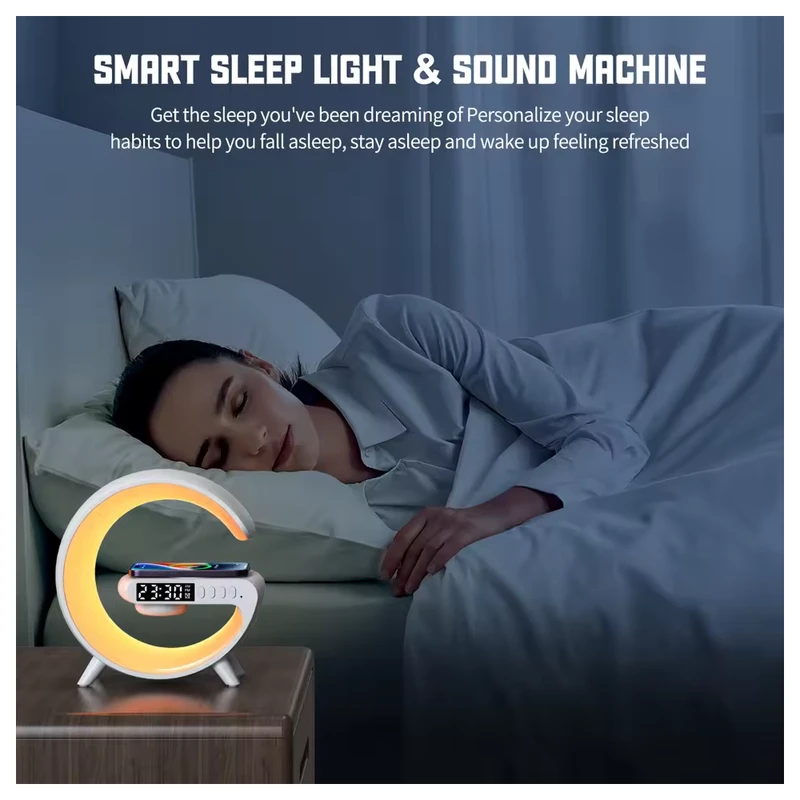 G63 4 In 1 Multifunctional Wireless Charger With Bluetooth Speaker, RGB Desk Lamp And Alarm Clock - Image 5