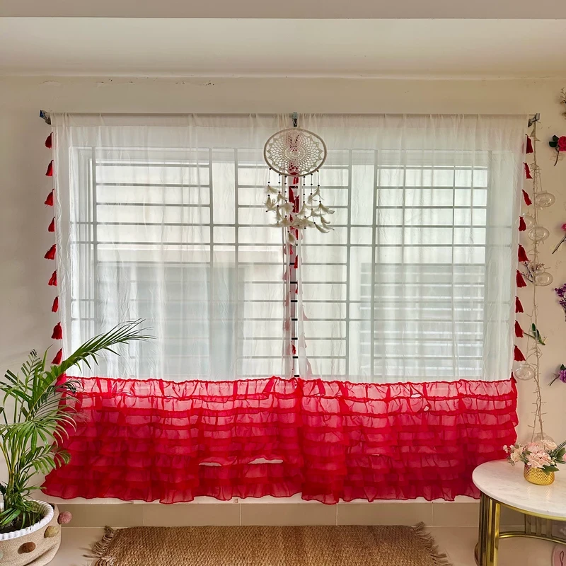 Half Ruffle Curtains with Tassel