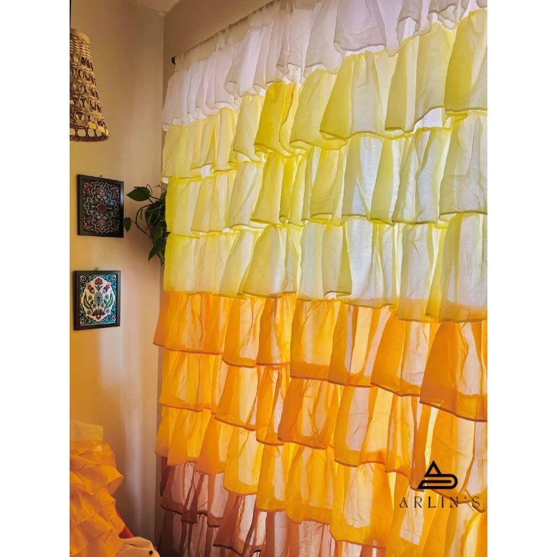 Ruffle curtains yellow shades