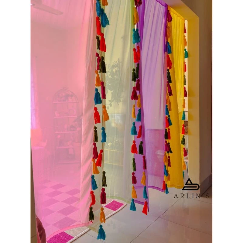 4 pcs colorful Tassel curtain combo