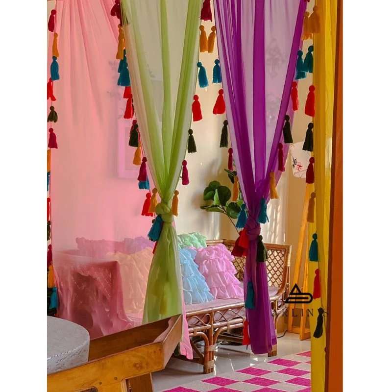 4 pcs colorful Tassel curtain combo