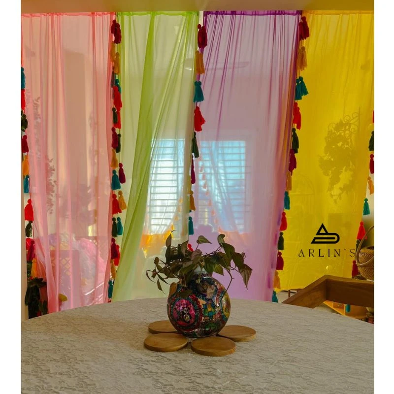 4 pcs colorful Tassel curtain combo - Image 4