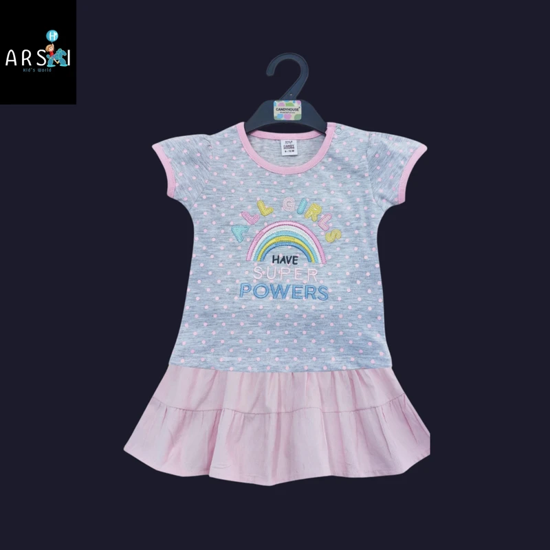 Girls Polka Dot Rainbow Dress | Printed Casual Frock