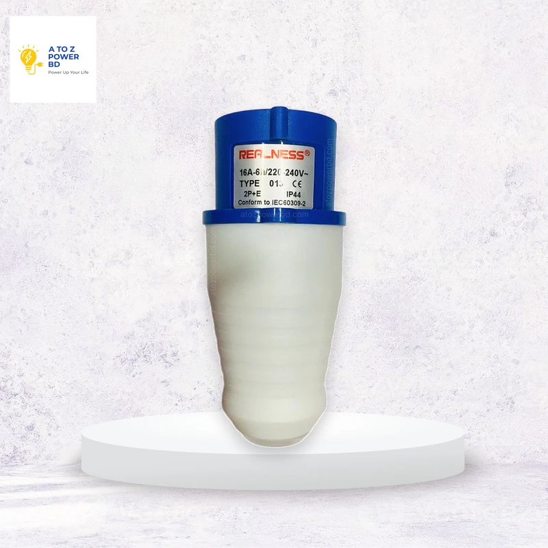 3 pin Male-Female Wall Type Socket (Blue)