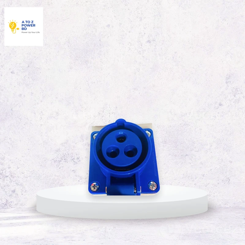 3 pin Male-Female Wall Type Socket (Blue) - Thumbnail 3